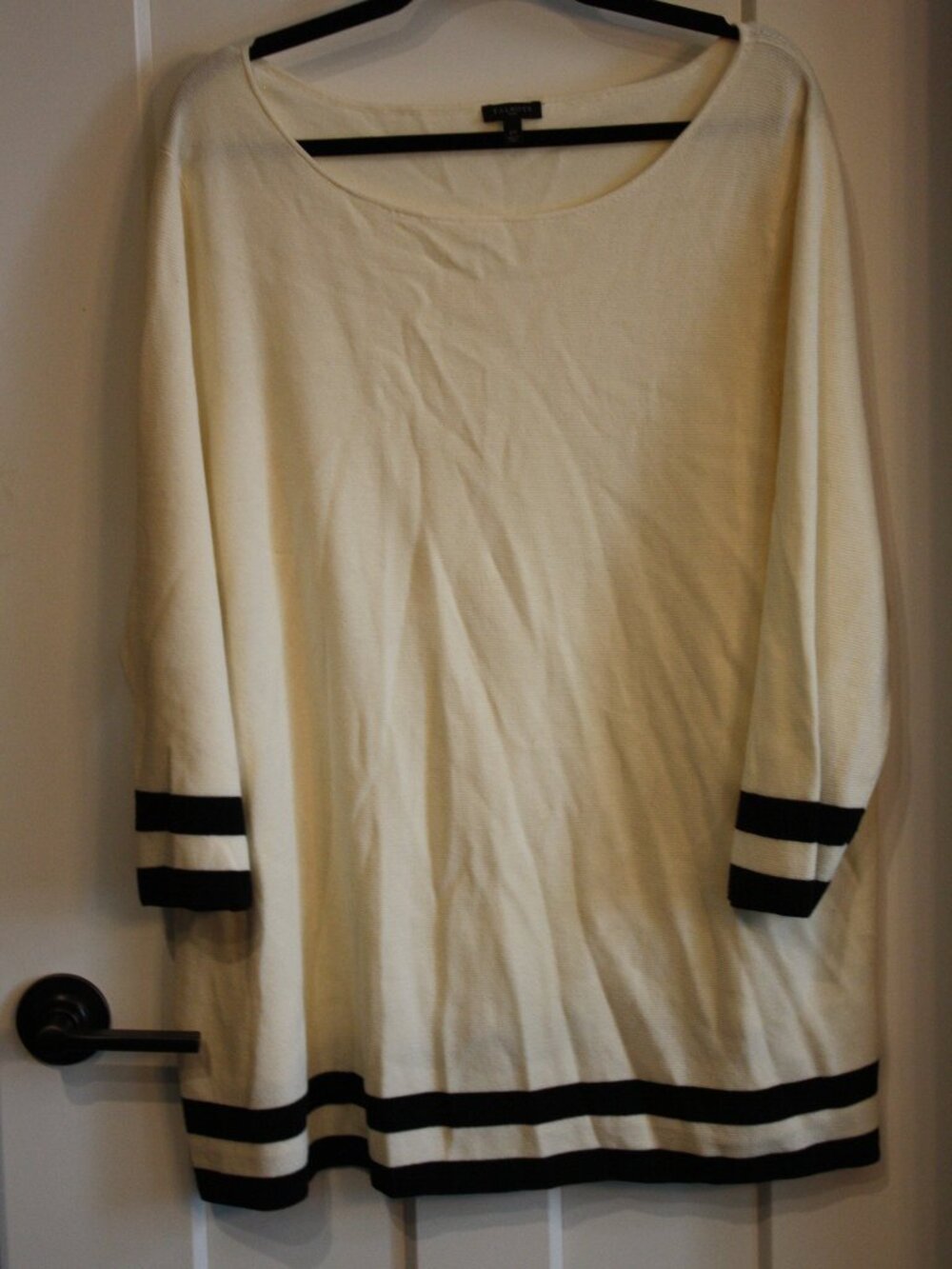 Talbots, Wide neck, Cream and Black, sweater, size 2X